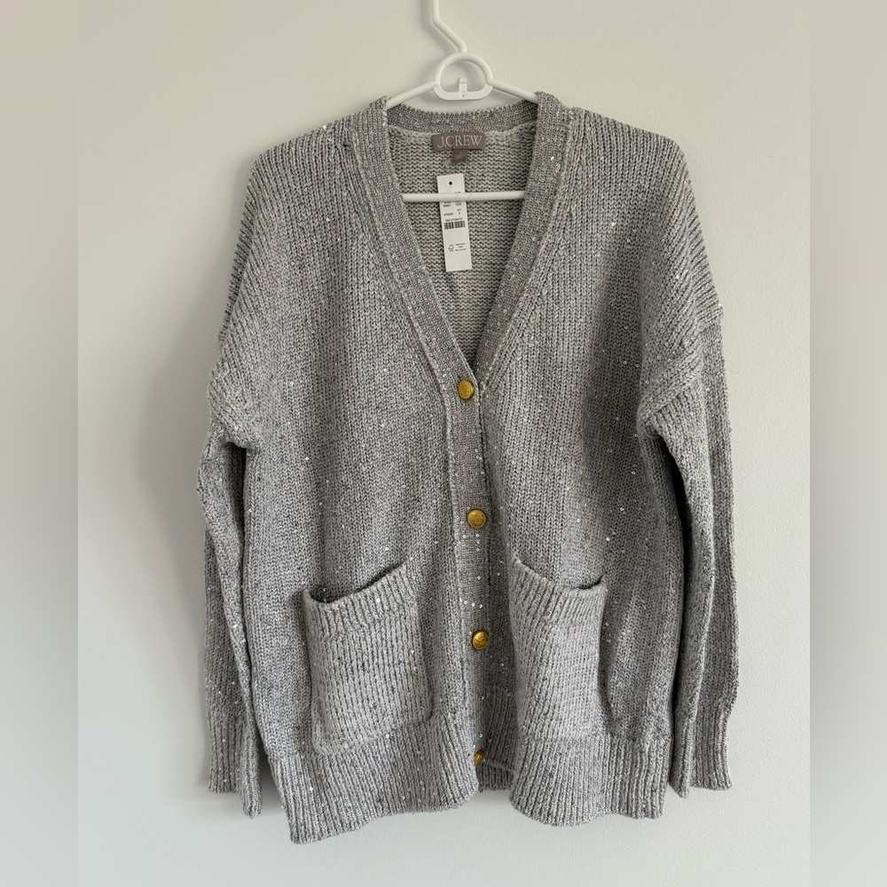 Jcrew silver sequins cardigan